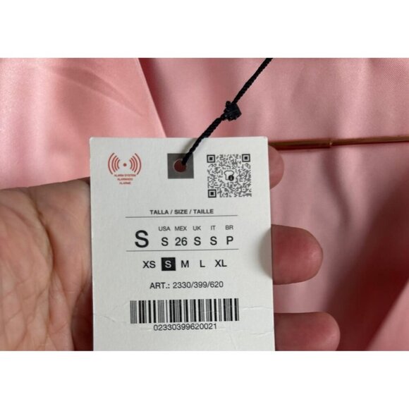ZARA Womens Pink Satin Midi Dress Flutter Sleeve V-Neck Bloggers Favorite Size S - Picture 8 of 12